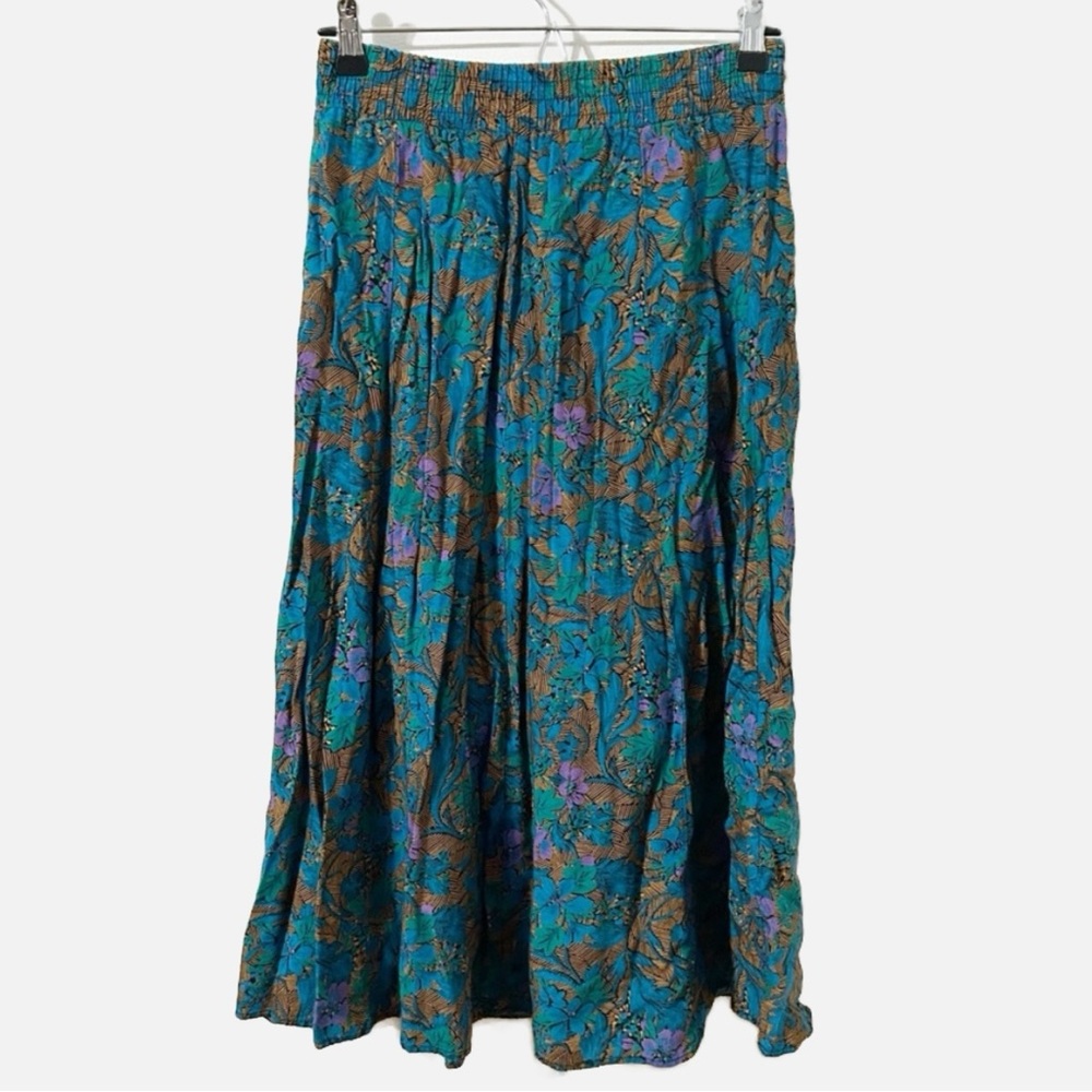 Vintage Norton McNaughton Abstract Floral Midi Skirt Elastic Waistband Midi Leng